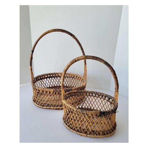 Vintage Handmade Woven Basket Set - Picture 2 of 7